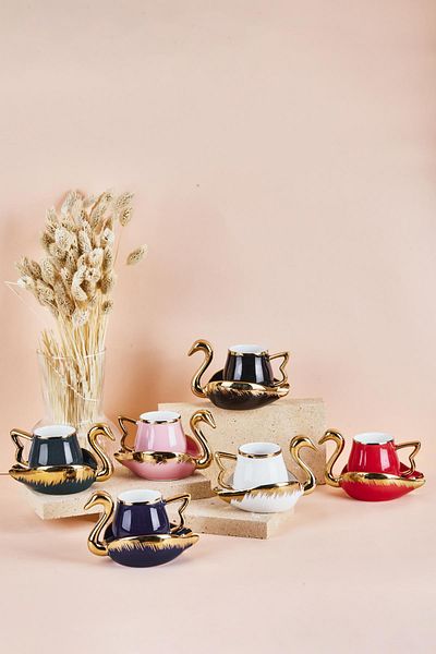 Perotti Swan Swan Set of 6 Porcelain Coffee Cups 80 ml 6 Colors Mixed