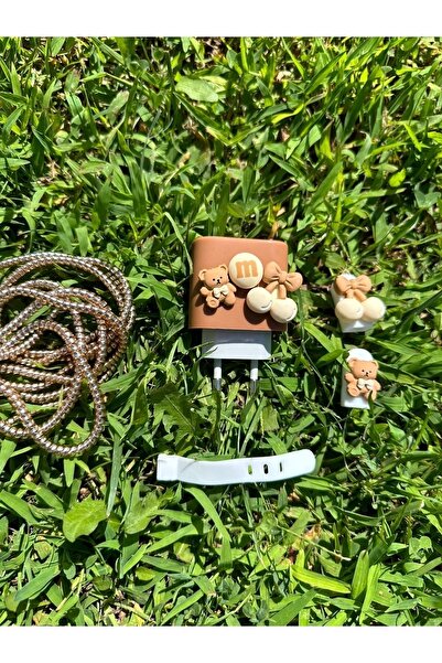 KUZEY KILIF AKSESUAR Sevimli Ayıcıklı Çikolata Desenlı Sarj Koruyucu Mat