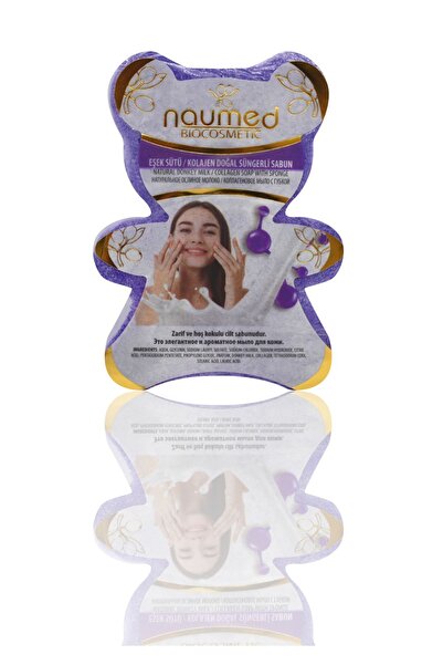NAUMED صابون إسفنجي بحليب الحمار الطبيعي ومستخلص الكولاجين - إصلاح الباتيك والفراولة