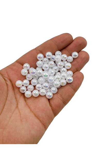 Ebruli Boncuk 8mm Yuvarlak Akrilik Boncuk Soft Janjanlı Parlak Takı Yapımı Be...