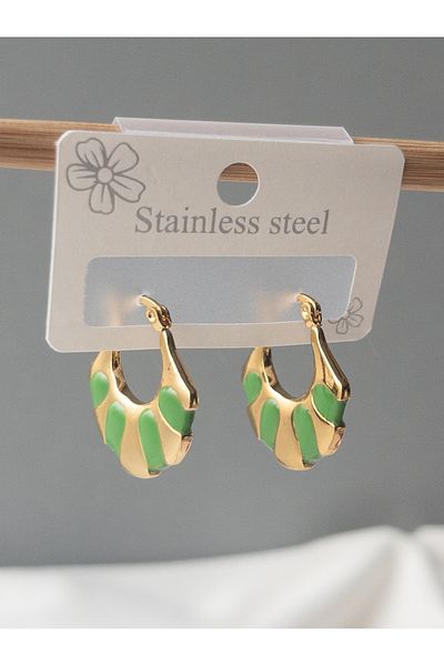 Siya Silver Women's Earrings-7 Model - Tarnish Stainless Steel, Gold Color and Enamel, Different Color Options