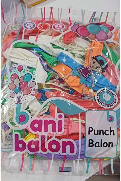 Balon Baskısız İpli Büyük Boy Karışık Renkler 100'Lü Paket