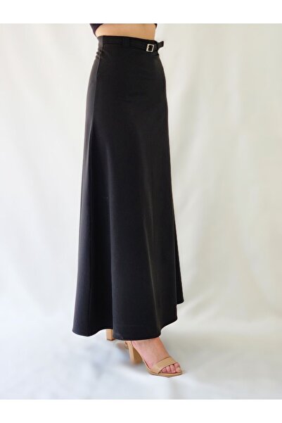 YAXİ FEMEI DETALIAT CUREA LUNGIME MAXI FUSTA ȚESUTĂ NEGRA BOL