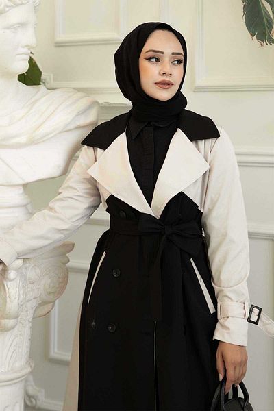 EBRUTESETTÜR Double Color Button Detailed Trench