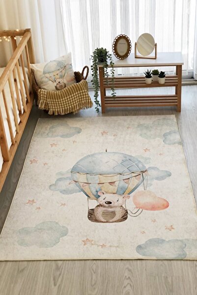 Children's Rug with Teddy Bear Pattern in 8 mm Thick Flying Balloon