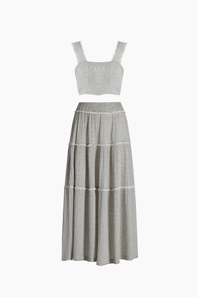 İKİKIZ Striped Lyocell Skirt Set