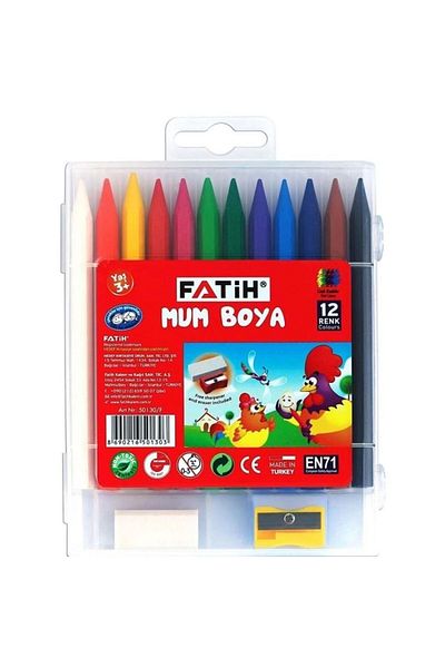 Fatih Pastel Crayon Polymer Crayons - 12 Colors 50130/f