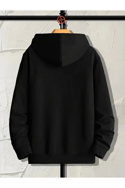 PALPİTO Black Cat Printed 3 Thread Hooded Women's Hoodie Sweatshirt