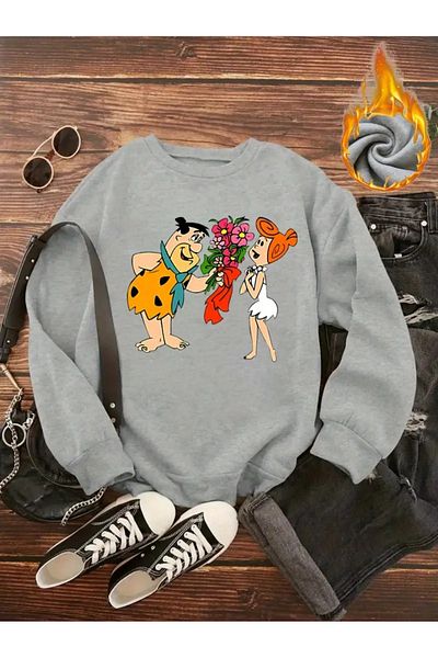 PALPİTO Γκρι φούτερ με στάμπα Unisex με λαιμόκοψη