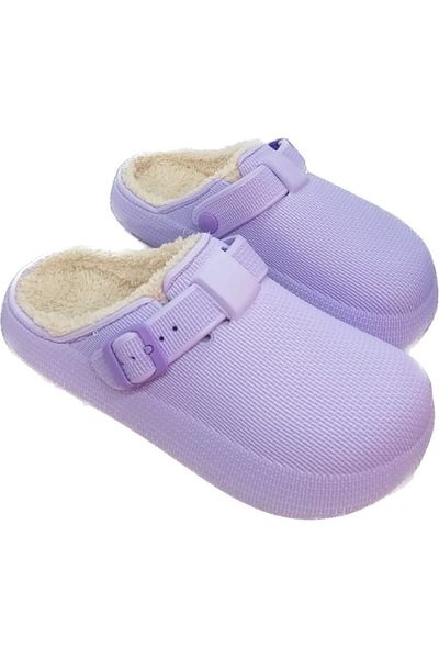 Sonimix Women's Lilac Fur Lined Non-Slip Sole Home Slippers