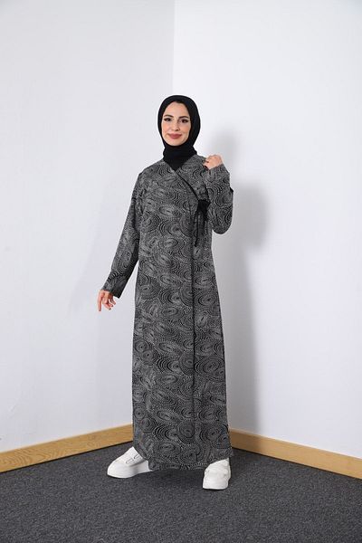 Kutay Collection Gray Hijab Seasonal Dress - Anti-Sweat Prayer Clothing, Flowy Ferace