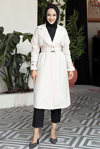 EBRUTESETTÜR Trench Coat with Mobile Belt Adjustable Sleeves