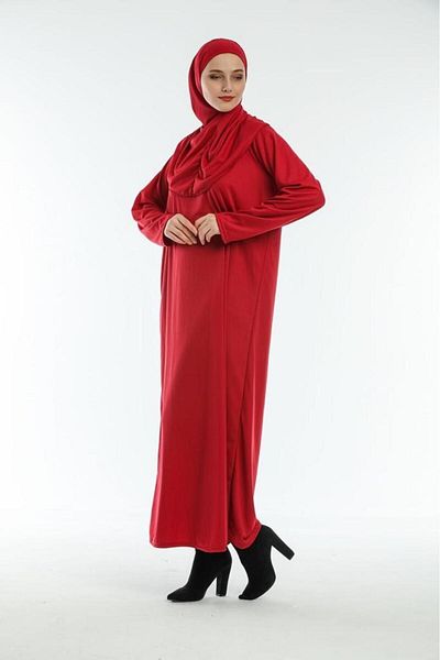 Kutay Collection Women's Prayer Dress - Seasonal, One Piece, with Headscarf, Solid Color - Prayer Clothing and Flowing Ferace