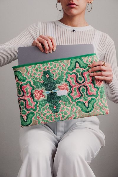 WOLF & ROCK Husă pentru notebook/tabletă cu model verde Wolf&Rock 13''-14''