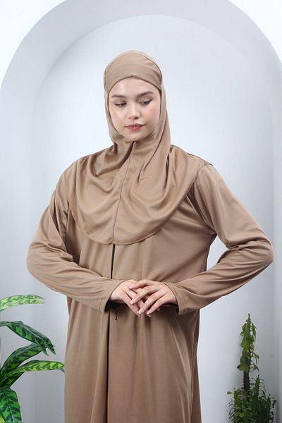 Kutay Collection Γυναικείο φόρεμα προσευχής εποχής - Ολόσωμο, με μαντίλα, μονόχρωμο, ρούχα προσευχής και ντραπέ Ferace