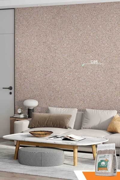 Ventrawall Ipek Sıva | Canlı Sıva | Isı Ve Ses Yalıtımlı Sıva | %100 Pamuk | Krem | C05-1,5 Kg | 5m²