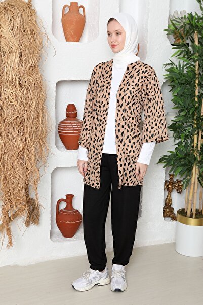 Kutay Collection Mevsimlik Kadın Tesettür Plaj Üstü Kimono, Terletmeyen Helen Kumaştan Pareo