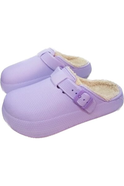 Sonimix Kadın Lila Içi Kürklü Kaymaz Taban Ev Terlik