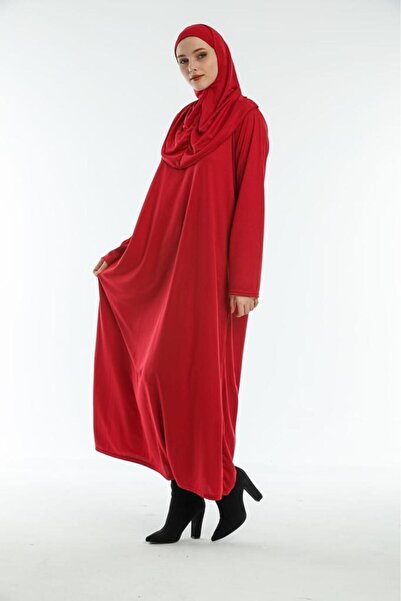 Kutay Collection Mevsimlik Tek Parça Başörtülü Kadın Namaz Elbisesi Düz Renk, Namaz Kıyafeti, Dökümlü Ferace