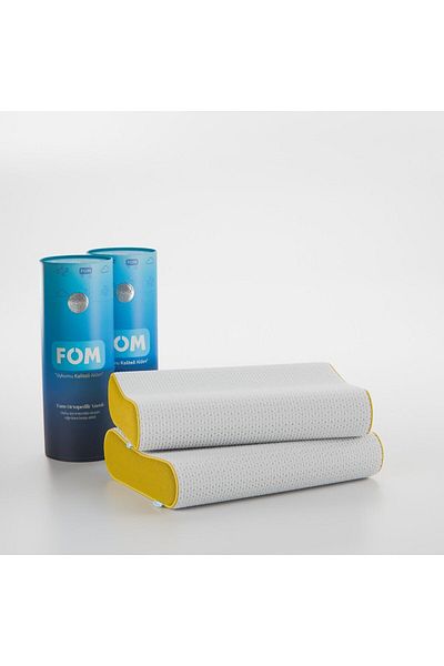FOM Pachet de 2 perne ortopedice Flex pentru somn - Confort Visco, Plin, 60x40x14/11, Galben