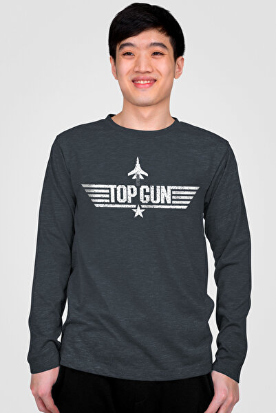 ROCKANDROLL Tricou pentru bărbați din bumbac pieptănat, cu mânecă lungă, cu d...