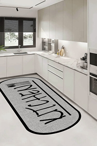 G&C HOME Dijital Kaymaz Yıkanabilir Modern HASIR  desenli Mutfak Halısı Salon...