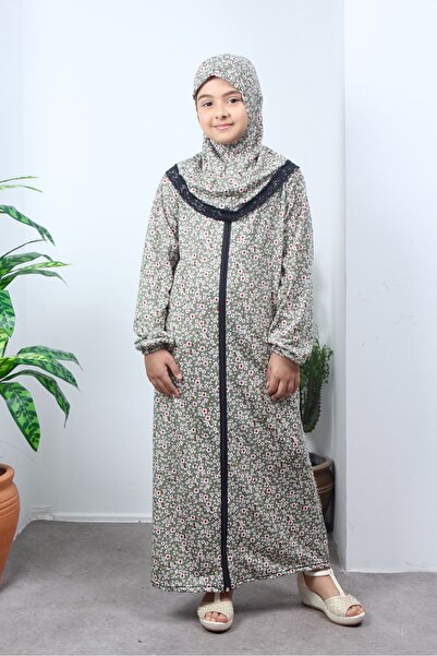 Kutay Collection Children's Prayer Dress - Floral Patterned, Young Ferace, Anti-Sweat Clothing