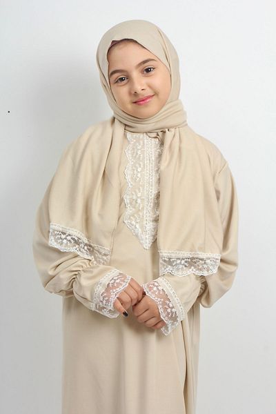 Kutay Collection Εποχιακό μοντέρνο φόρεμα προσευχής για κορίτσια μεσαίου μήκους, νεαρό Ferace, ένδυμα προσευχής κατά της εφίδρωσης