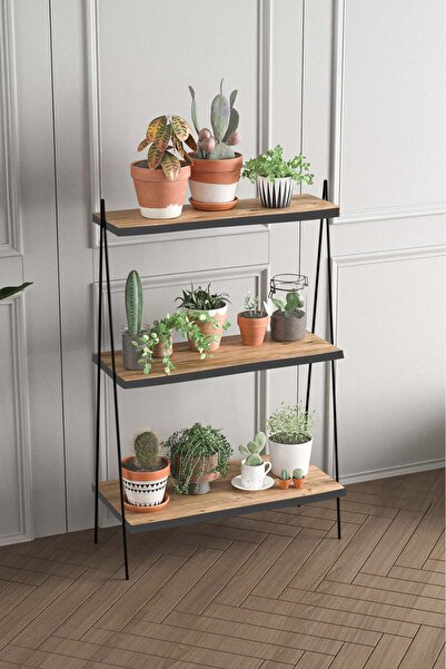 EGEMODÜLER Saksılık Çiçeklik 3 Raflı Metal Çiçeklik Saksı Standı Dekoratif Raf