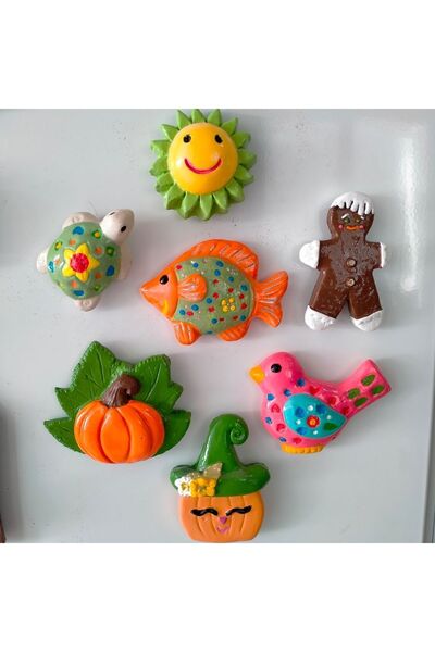 Minihobiev 7li Magnet Set , Kabak , Balık , Kuş , Kaplumbağa , Buzdolabı Magn...