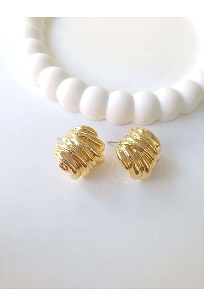 Vola Collection Steel Gold Caterpillar Earrings - Gift for Lover