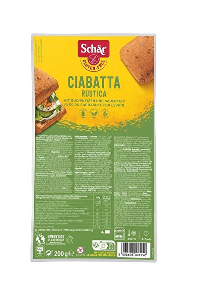 Schar Ciabatta Rustica Glutensiz Esmer Ekmek 200 gr