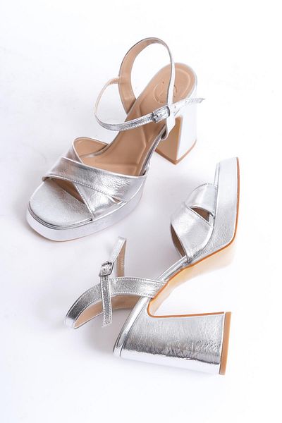 Modabuymus Rochie de seara Sahra Silver - Pantofi cu toc cu platforma inalta