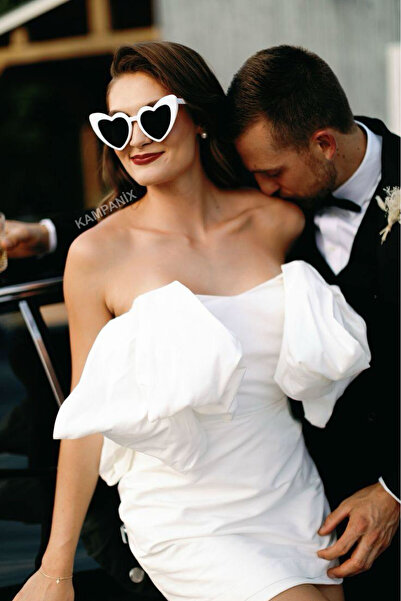 KAMPANİX White Trend Bridal Glasses - Heart, Bride-Kina-Wedding-After