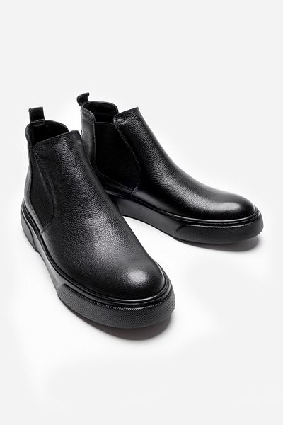 LUSIVE Genuine Leather Black Ultra Comfortable and Lightweight Chelsea Men's Boots Luass25Al0026