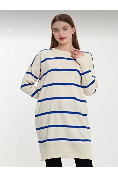 Sfg Life Moda Hijab Women's Clothing - Crew Neck, Split Skirt, Single Plate, Mercerized Front Striped