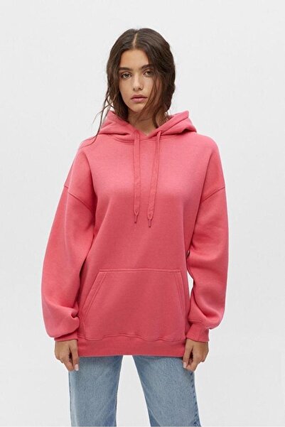 NO 601 Σκούρο ροζ γυναικείο φούτερ - Χειμερινή κουκούλα