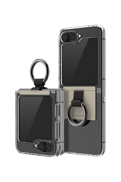 NATIONAL GEOGRAPHIC Ring Strap Crystal Slim Fit Case V2 Galaxy Z Flip 6 - Beige