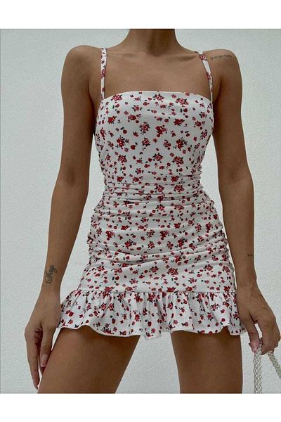 IŞILDA FASHION Γυναικεία Ρούχα με φλοράλ μοτίβο Τραγανό μίνι φόρεμα