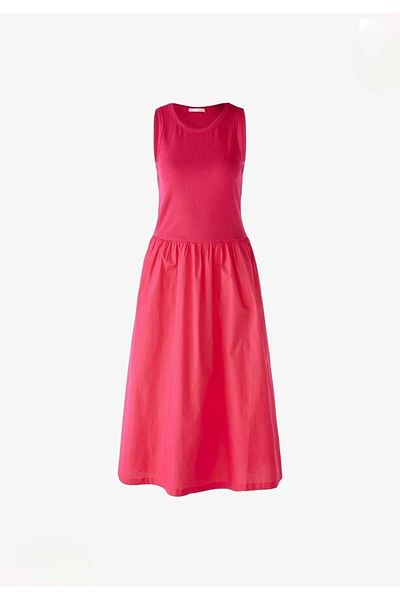 morche Rochie evazată de damă, maxi fucsia, cu fustă de in