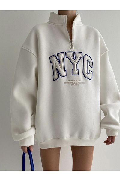 IŞILDA FASHION NYC BESTICKTES REISSVERSCHLUSS-SWEATSHIRT
