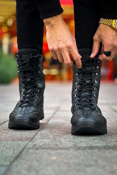 MOGAMS FELAMUR Askeri Style Tactical Bağcıklı Fermuarlı Postal Erkek Bot SİYAH - CHE