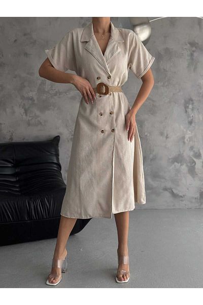 IŞILDA FASHION WOMEN'S CLOTHING LINEN DRESS