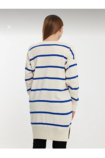 Sfg Life Moda Hijab Women's Clothing - Crew Neck, Split Skirt, Single Plate, Mercerized Front Striped