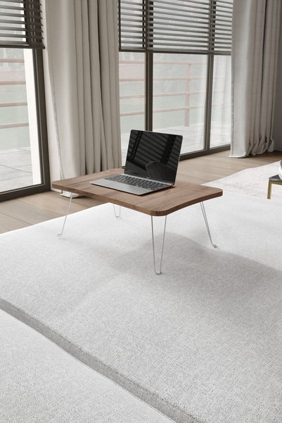 Zuesse Dizayn Portable Folding Bed over Seat Patient Service Table Laptop Computer Work Table - Walnut