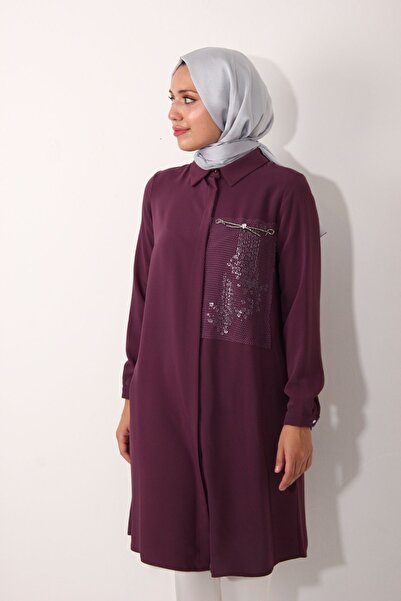 Terzihanem File Ve Taş I?şleme Detaylı Uzun Tunik