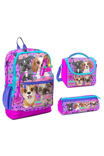 Yaygan Coral High 23750 - Backpack and Lunchbox for Primary School plus Pencil Case Set of 3