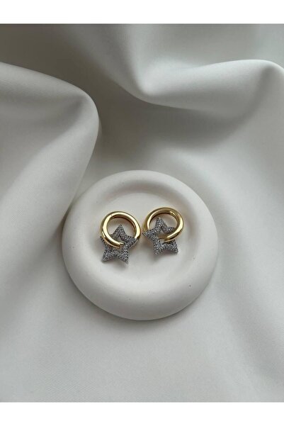 minnejewelry حلق على شكل نجمة - حلق على شكل نجمة من حجر الزركون - حلق على شكل...