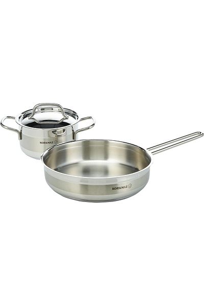 KORKMAZ Alfa Stainless Steel Cookware Set. 9 Pieces. 1.8lt - 3.5lt - 5.5lt - 3.5l - 2.7lt