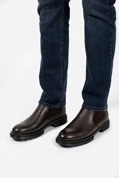 LUSIVE Brown Genuine Leather Water and Cold Resistant Men's Winter Boots - Luass25Al0030